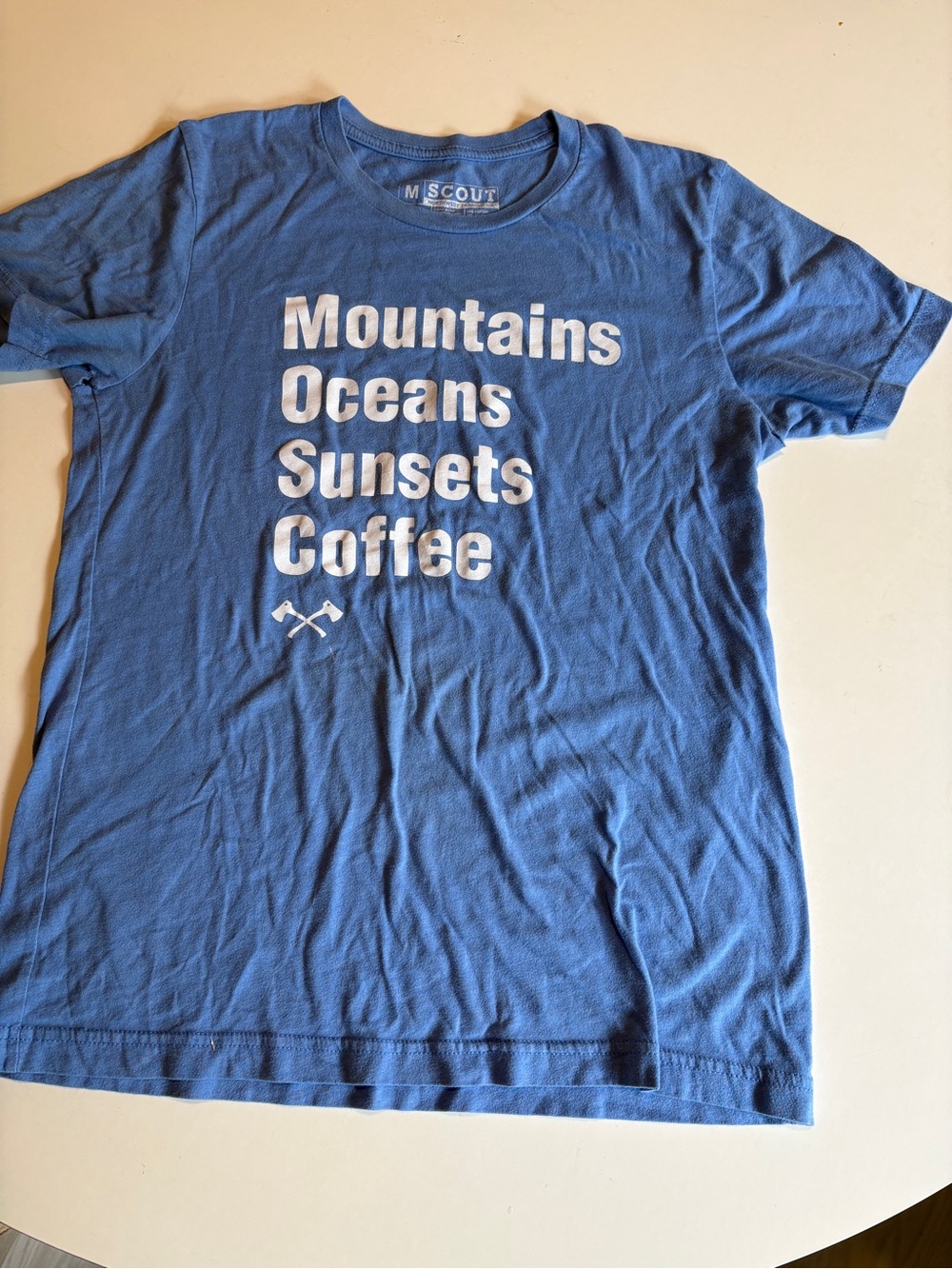 Scout Blue Crewneck Tee with White Stacked Text